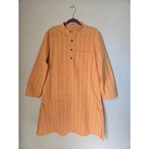 Boho Woman's Ethnic Kurta Tunic. Orange. Size S.